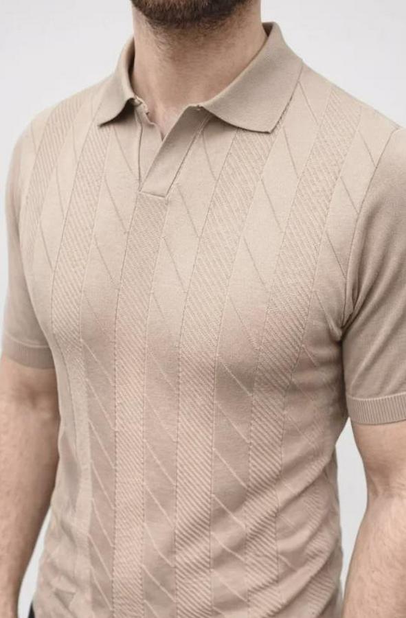 Yazlık Triko Dokuma Tişört Kısa Kol Polo Yaka T-Shirt