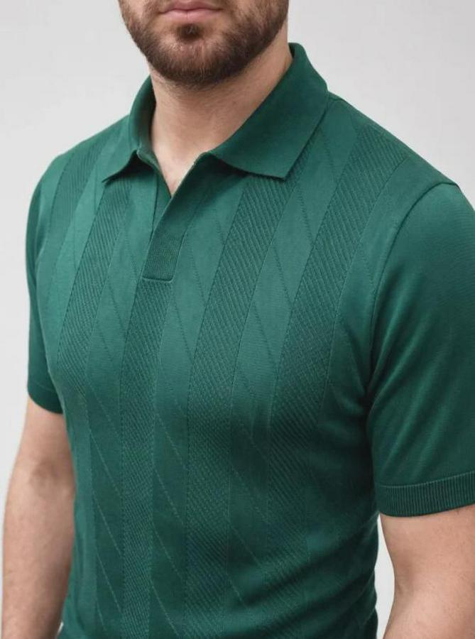 Yazlık Triko Dokuma Tişört Kısa Kol Polo Yaka T-Shirt