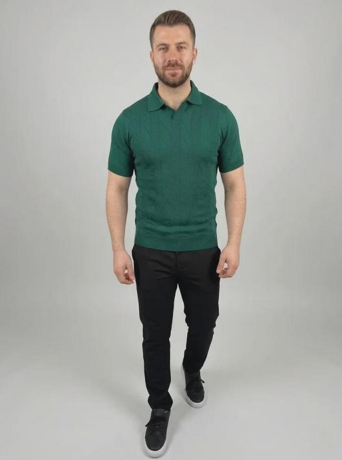 Yazlık Triko Dokuma Tişört Kısa Kol Polo Yaka T-Shirt