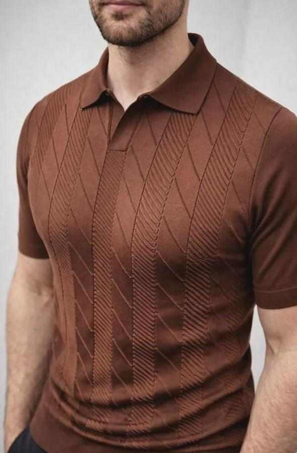 Yazlık Triko Dokuma Tişört Kısa Kol Polo Yaka T-Shirt