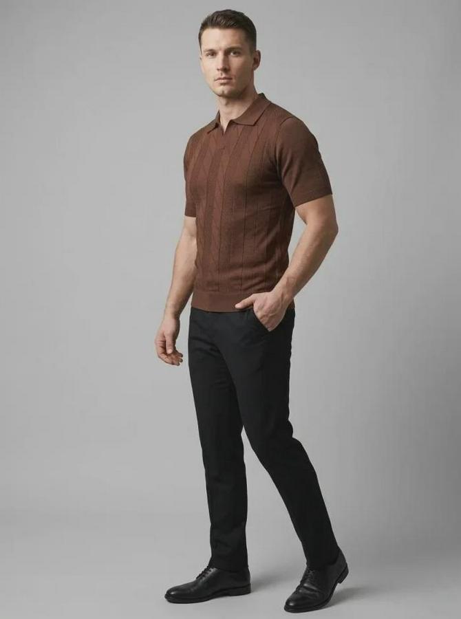 Yazlık Triko Dokuma Tişört Kısa Kol Polo Yaka T-Shirt