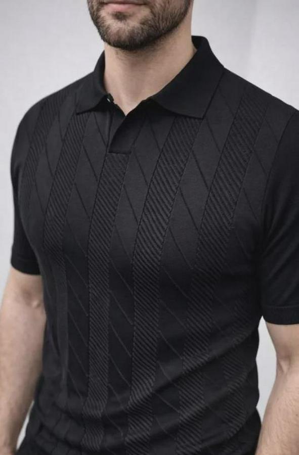 Yazlık Triko Dokuma Tişört Kısa Kol Polo Yaka T-Shirt
