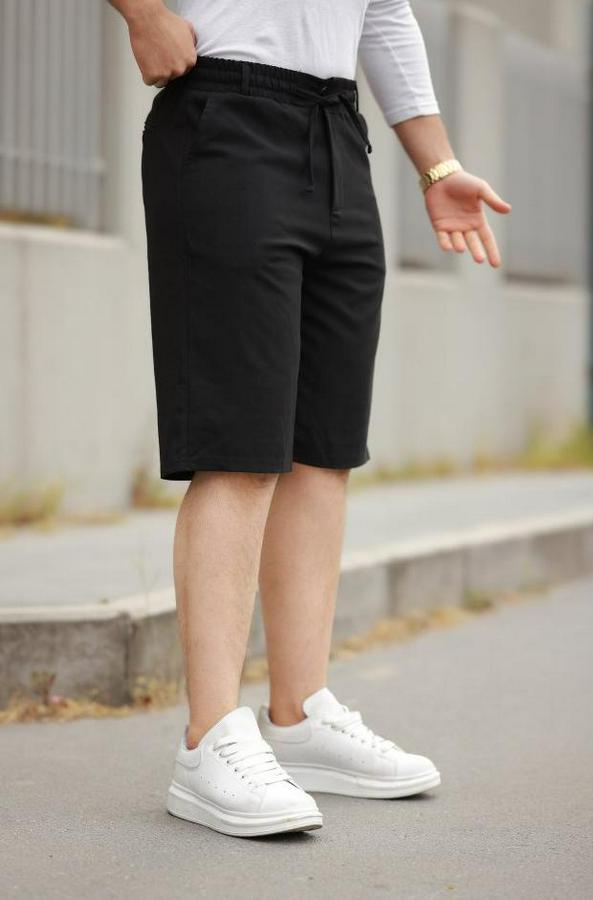 Beli Bağcıklı Ve Düğmeli Bezayağı Kumaş Şort