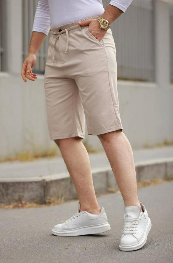 Beli Bağcıklı Ve Düğmeli Bezayağı Kumaş Şort