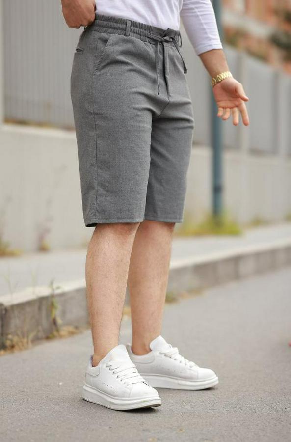 Beli Bağcıklı Ve Düğmeli Bezayağı Kumaş Şort