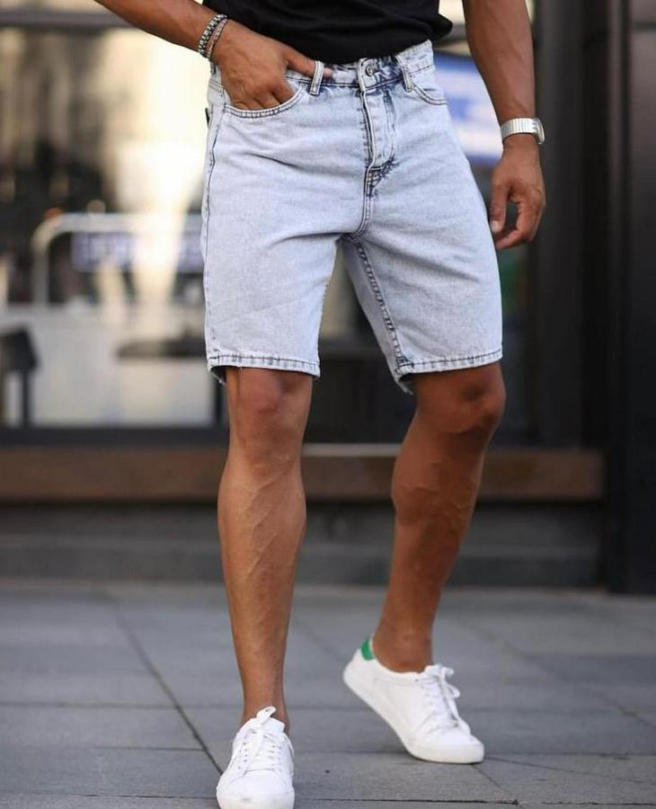 Buz Mavi Kar Yıkama Şort