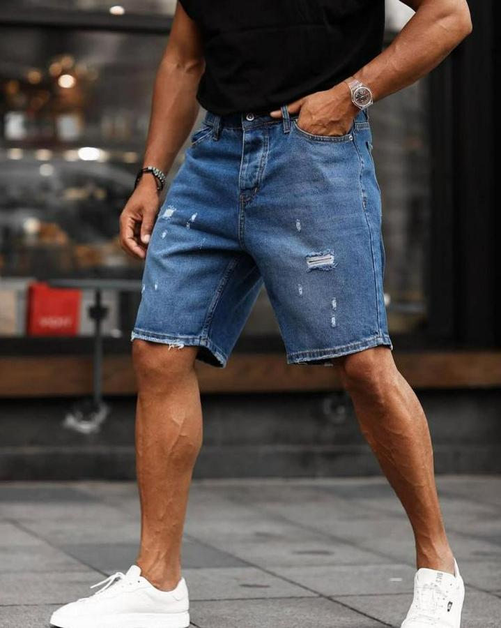 Mavi Detaylı Şort