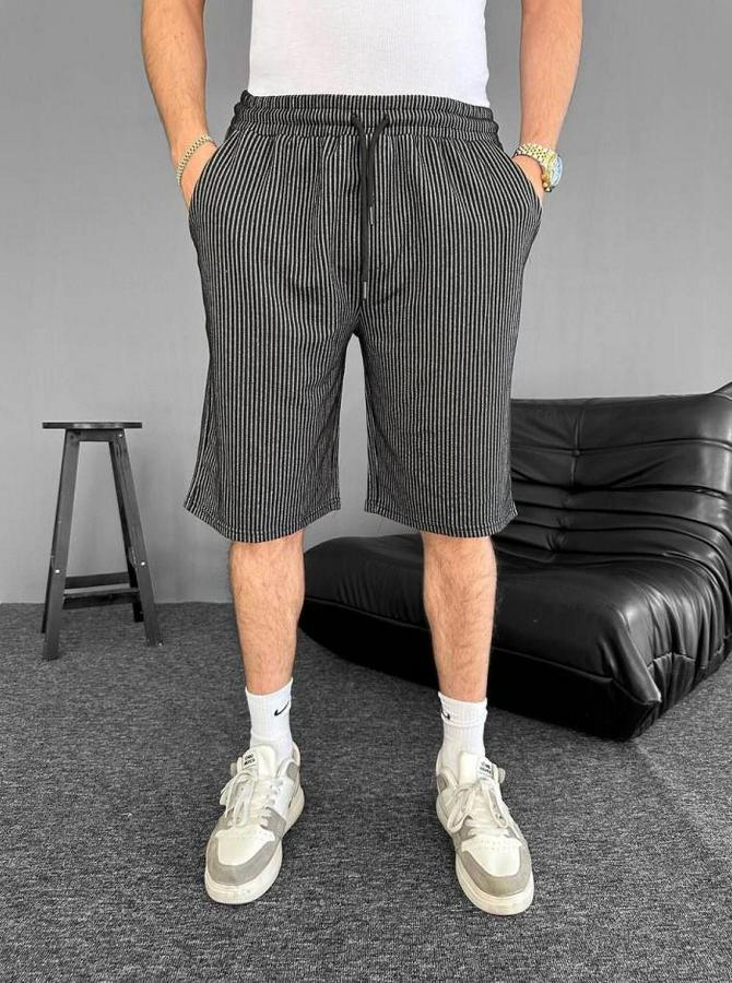 Su Yolu Çizgili Cepli Şort