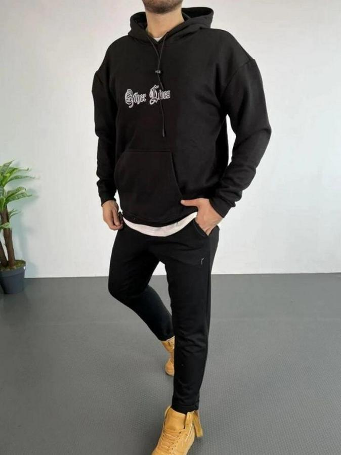 Oversize Üç İplik Şardonlu Hoodie