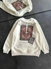 Bisiklet Yaka Baskılı Sweatshirt