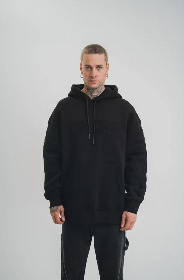 Double Oversize Kapşonlu Nakışlı Sweatshirt