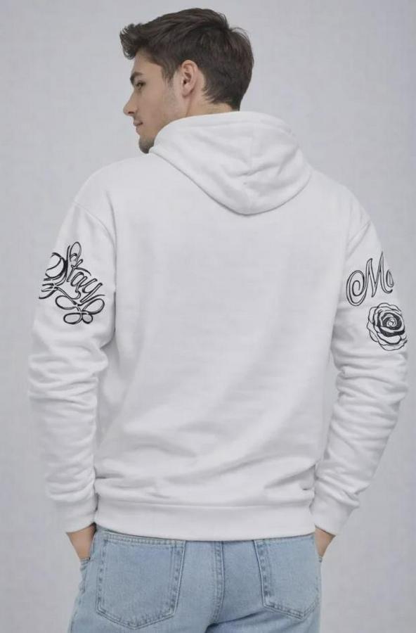 Iplik Pamuklu Kapüşonlu Baskılı Sweatshirt Hoodie