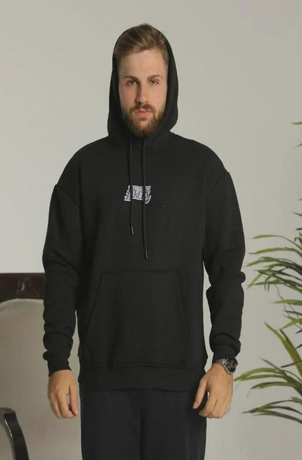 Baskılı Oversize Üç Iplik Kapüşonlu Sweatshirt