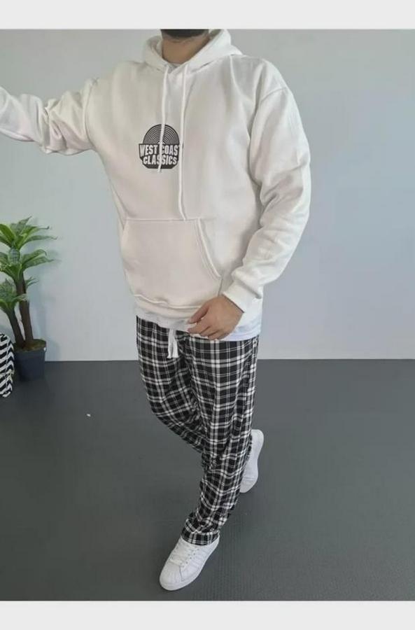 Baskılı Üç Iplik Kapüşonlu Oversize Sweatshirt