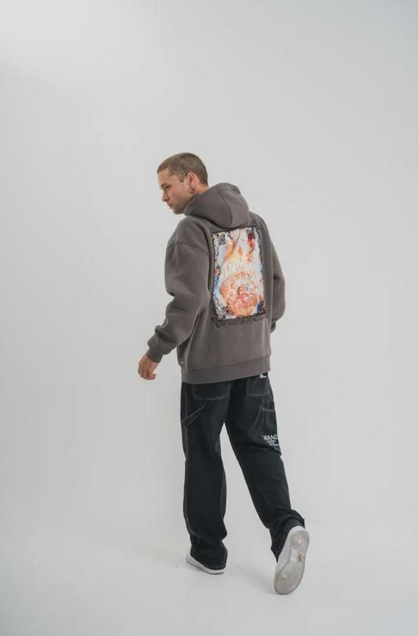 Double Oversize Kapüşonlu Sweatshirt 3 Iplik Pamuklu Göğüs Nakışlı Premium Kalite – Antrasit