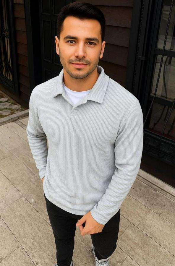 Fitilli Polar Sweatshirt – Düğmesiz Polo Yaka, Oversize Rahat Kalıp, Kalın Polar Kumaş, Kışlık Ve Baharlık Şık Günlük Üst