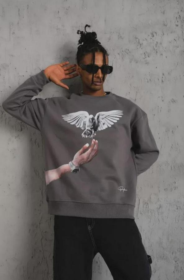 Güvercin Baskılı Sweatshirt