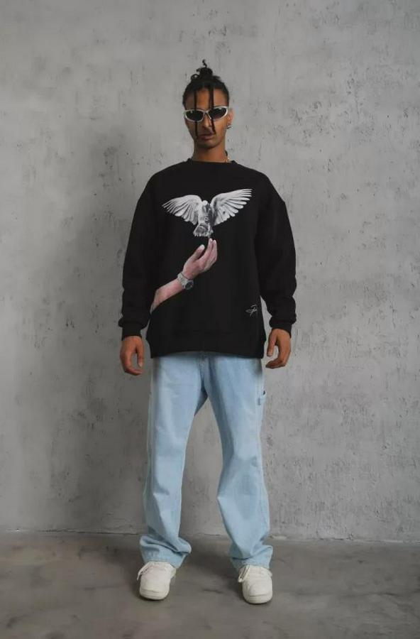 Güvercin Baskılı Sweatshirt