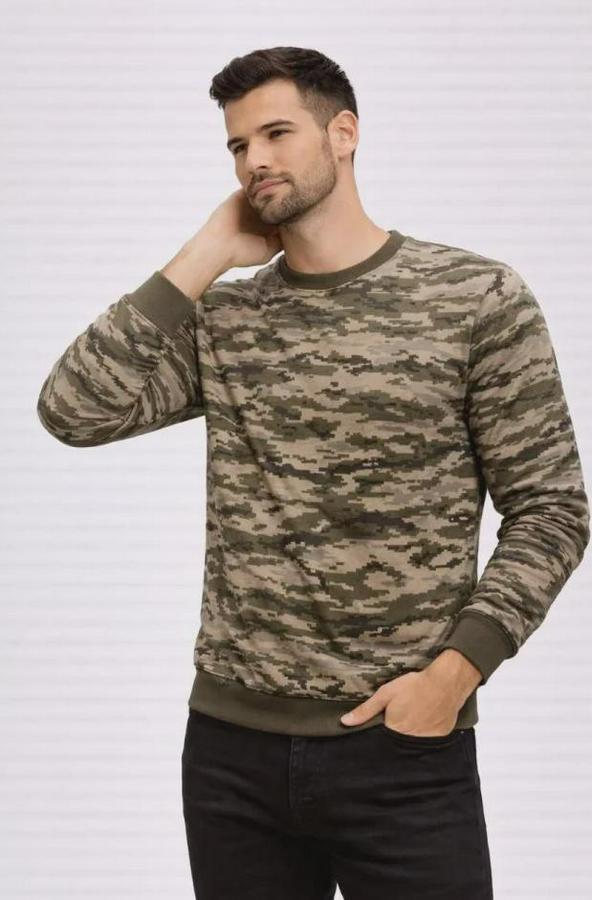 Kamuflaj Desenli 2 Iplik 4 Mevsim Uzun Kollu Bisiklet Yaka Sweatshirt