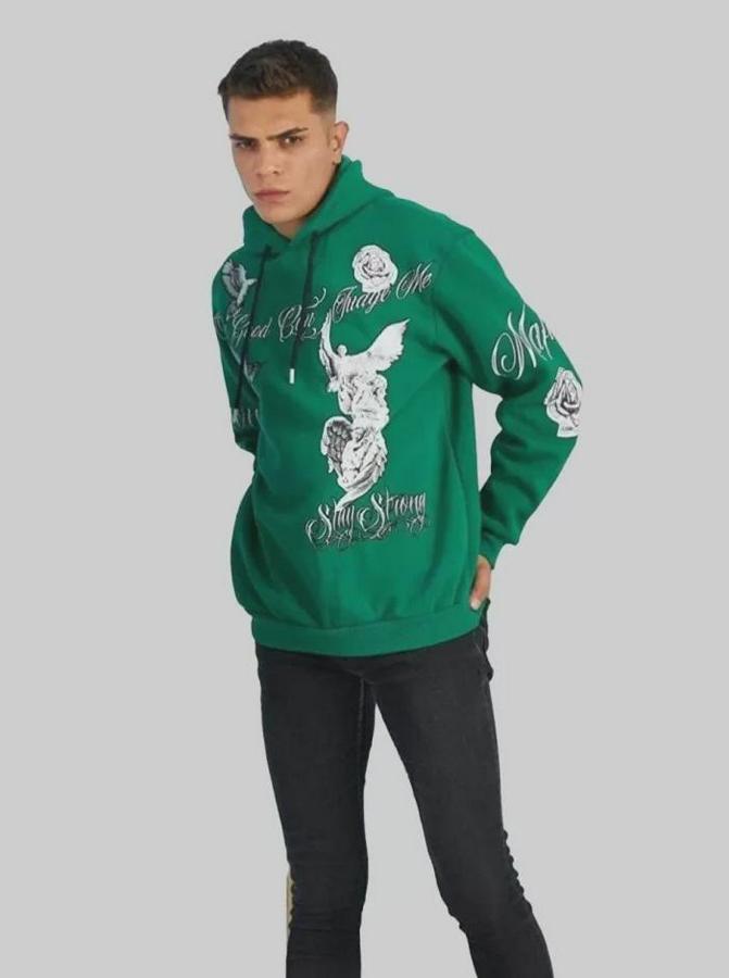 Kapüşonlu Strong Heykel Baskılı Sweatshirt