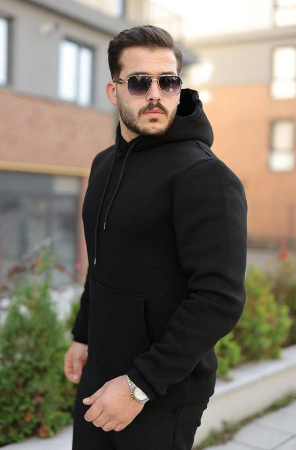 Kapüşonlu Üç Iplik Şardonlu Hoodie