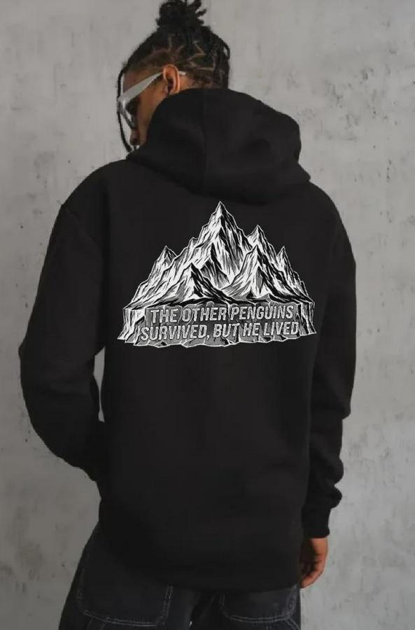 Nihilist Penguen Temalı Oversize Kapüşonlu Sweatshirt