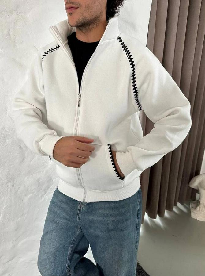 Oversize Dik Yaka Fermuarlı Sweatshirt