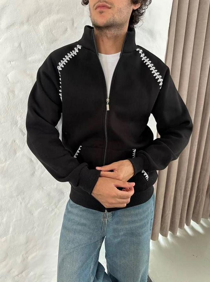 Oversize Dik Yaka Fermuarlı Sweatshirt