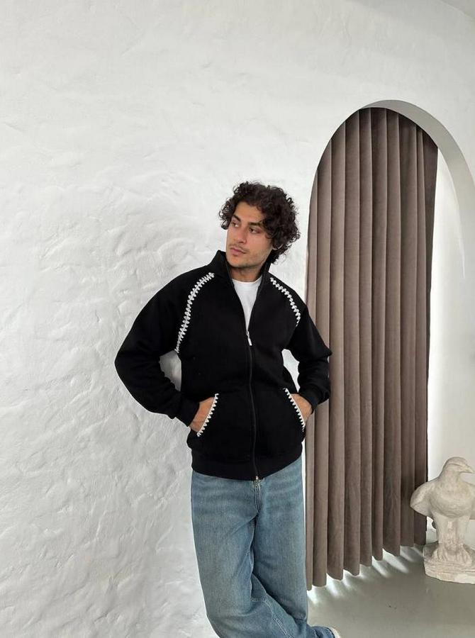 Oversize Dik Yaka Fermuarlı Sweatshirt