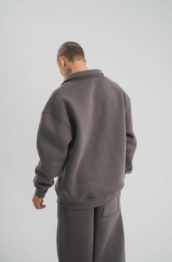 Patlı Yaka Üç Iplik Pamuklu Sweatshirt Double Oversize Rahat Kalıp Günlük Kullanım