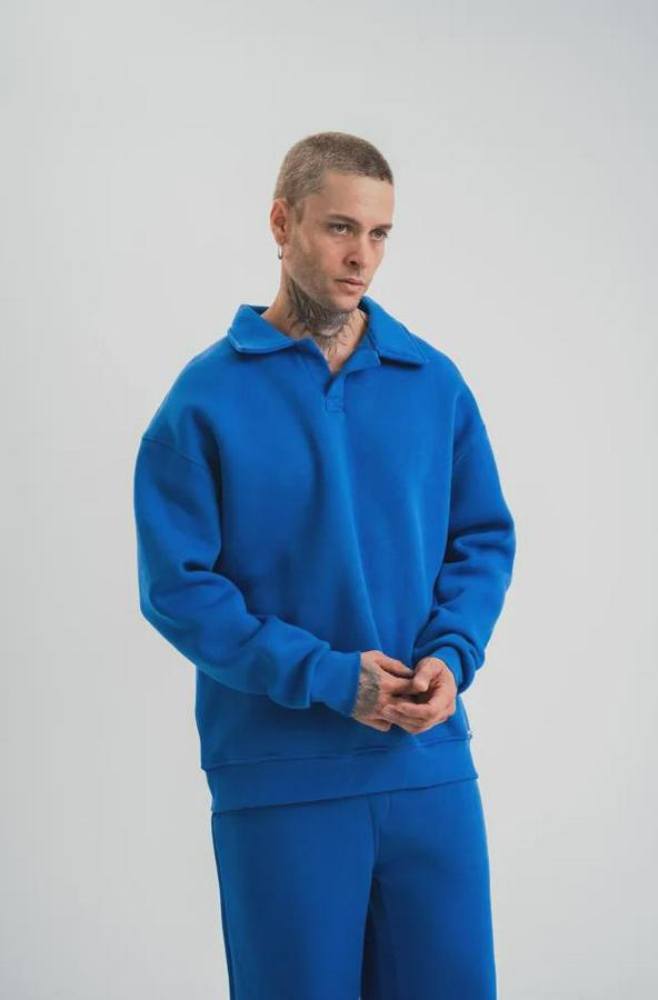 Patlı Yaka Üç Iplik Pamuklu Sweatshirt Double Oversize Rahat Kalıp Günlük Kullanım