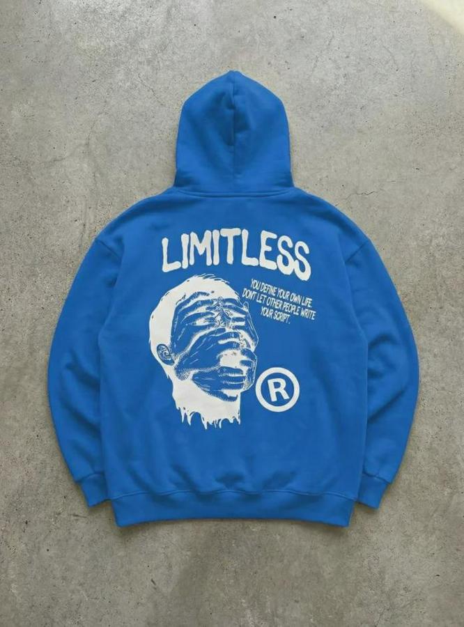 Premium Baskılı Kapşonlu Sweatshirt Üç Iplik Içi Pamuklu Kanguru Cepli Double Oversize Rahat Kalıp Hoodie