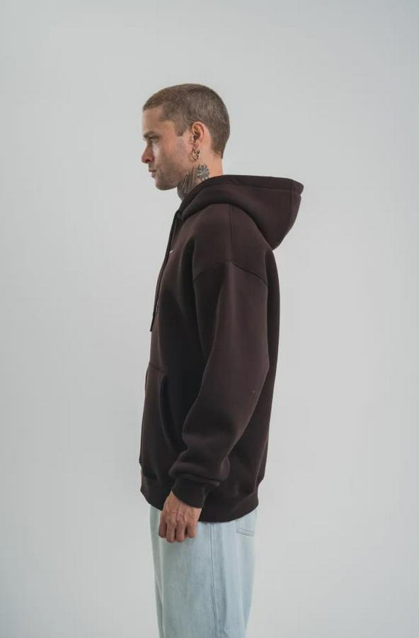 Premium Nakışlı Kapşonlu Sweatshirt Double Oversize Üç Iplik Pamuklu