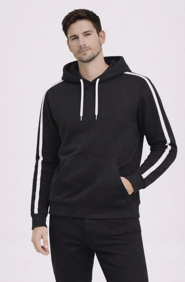 Şeritli Kapüşonlu Sweatshirt Oversize 3 Iplik Pamuklu