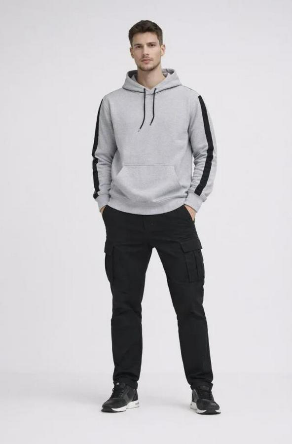 Şeritli Kapüşonlu Sweatshirt Oversize 3 Iplik Pamuklu