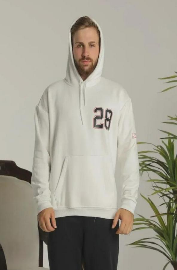 Sırt Baskılı Oversize Üç Iplik Kapüşonlu Sweatshirt