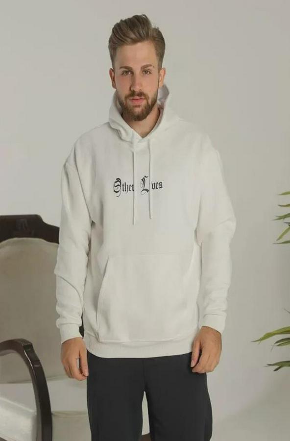 Sırt Baskılı Oversize Üç Iplik Kapüşonlu Sweatshirt