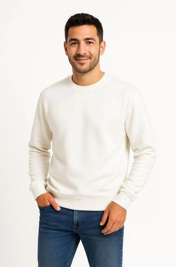 Üç Iplik Düz Bisiklet Yaka Sweatshirt