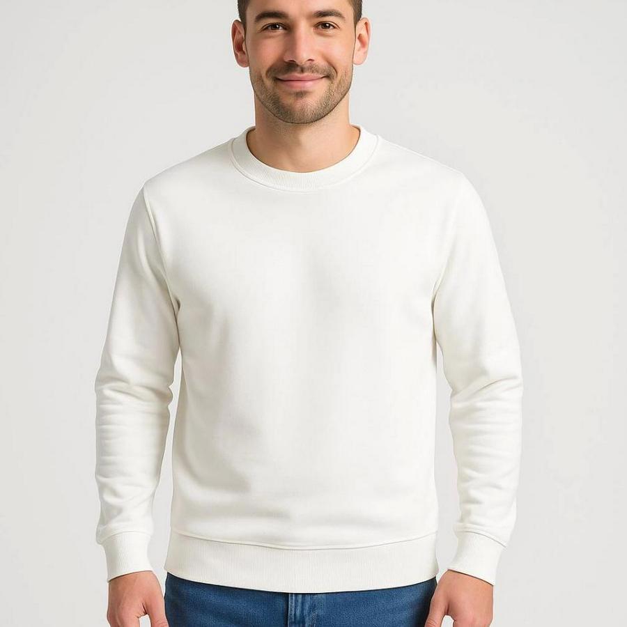 Üç Iplik Düz Bisiklet Yaka Sweatshirt