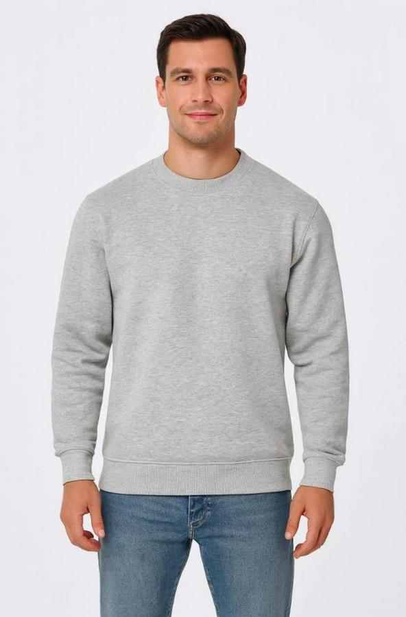 Üç Iplik Düz Bisiklet Yaka Sweatshirt