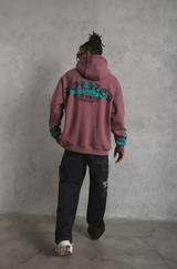 Üç Iplik Içi Pamuklu Alev Baskılı Kapüşonlu Sweatshirt