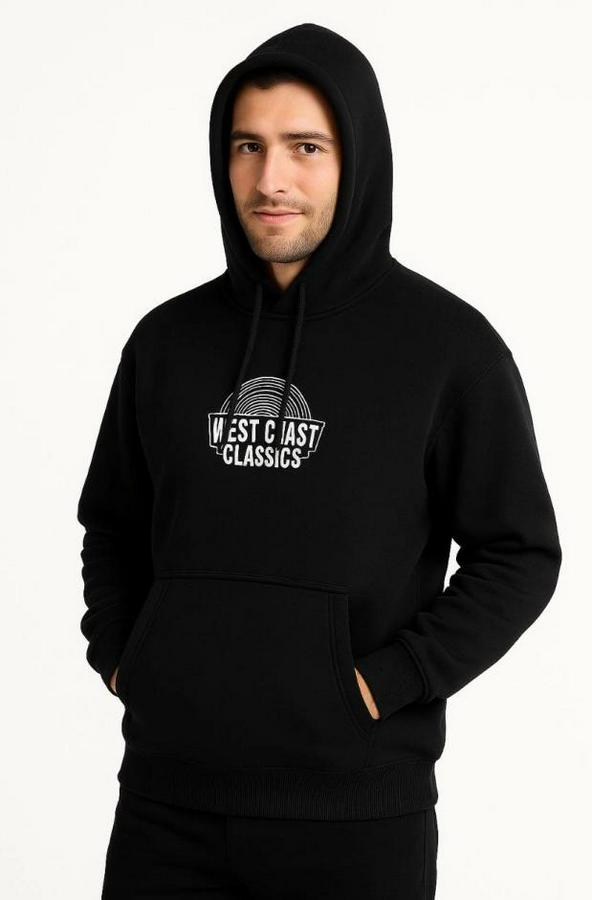 Üç Iplik Kapüşonlu Ön Ve Arka Baskılı Sweatshirt Hoodie