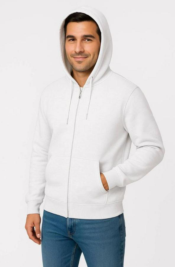 Üç Iplik Kapüşonlu Tam Fermuarlı Kanguru Çepli Sweatshirt Hoodie