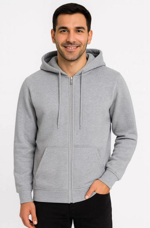 Üç Iplik Kapüşonlu Tam Fermuarlı Kanguru Çepli Sweatshirt Hoodie