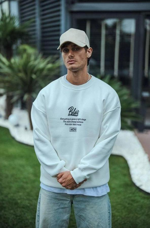 Kışlık Bisiklet Yaka Ön Ve Arka Baskılı Sweatshirt