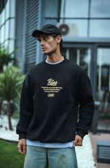 Kışlık Bisiklet Yaka Ön Ve Arka Baskılı Sweatshirt