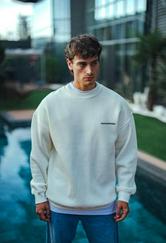 Kışlık Bisiklet Yaka Oversize Baskılı Sweatshirt