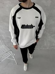 Kışlık Nakış Işlemeli Bisiklet Yaka Parçalı Sweatshirt