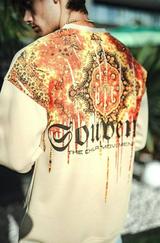 Oversize Bisiklet Yaka Baskılı Sweatshirt