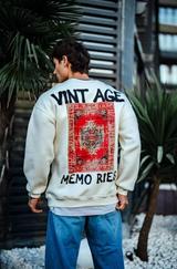 Oversize Bisiklet Yaka Üç Iplik Baskılı Sweatshirt